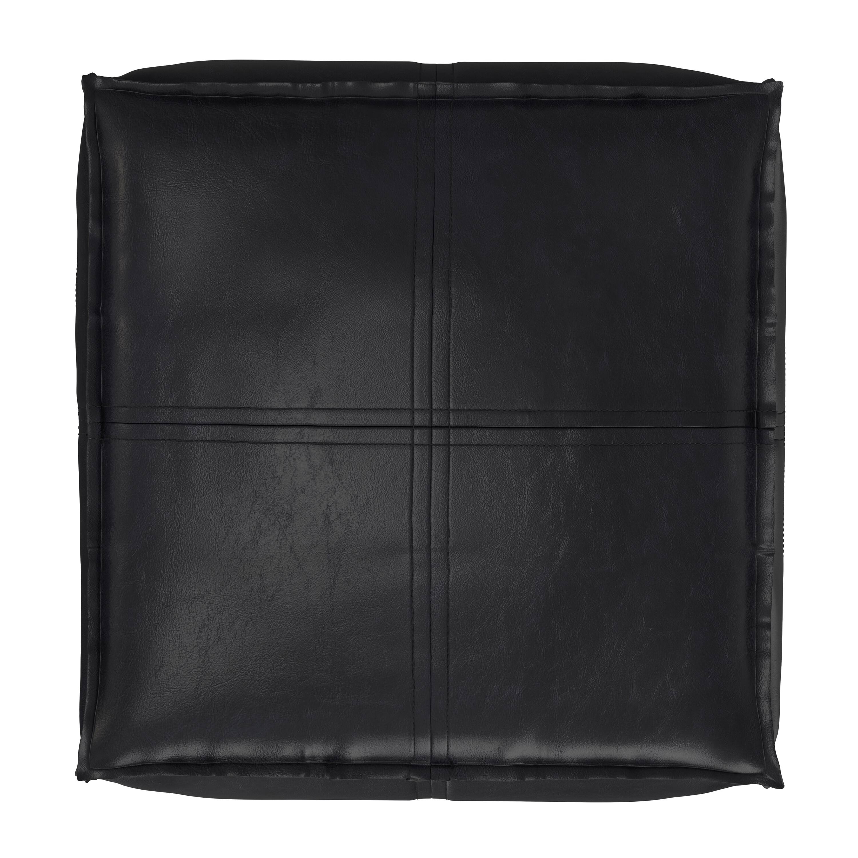 Back. Simpli Home - Simpli Home Brody 18W Square Top Stitich Pouf - Black.