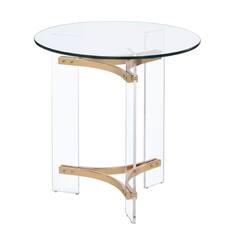 Front. Manhattan Lane - Hale 23 Inch Round End Table, Glass Top, Acrylic Legs - Clear.