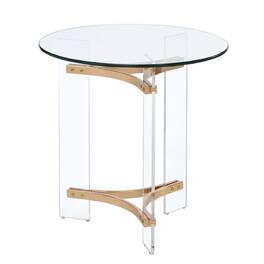 Manhattan Lane - Hale 23 Inch Round End Table, Glass Top, Acrylic Legs - Clear