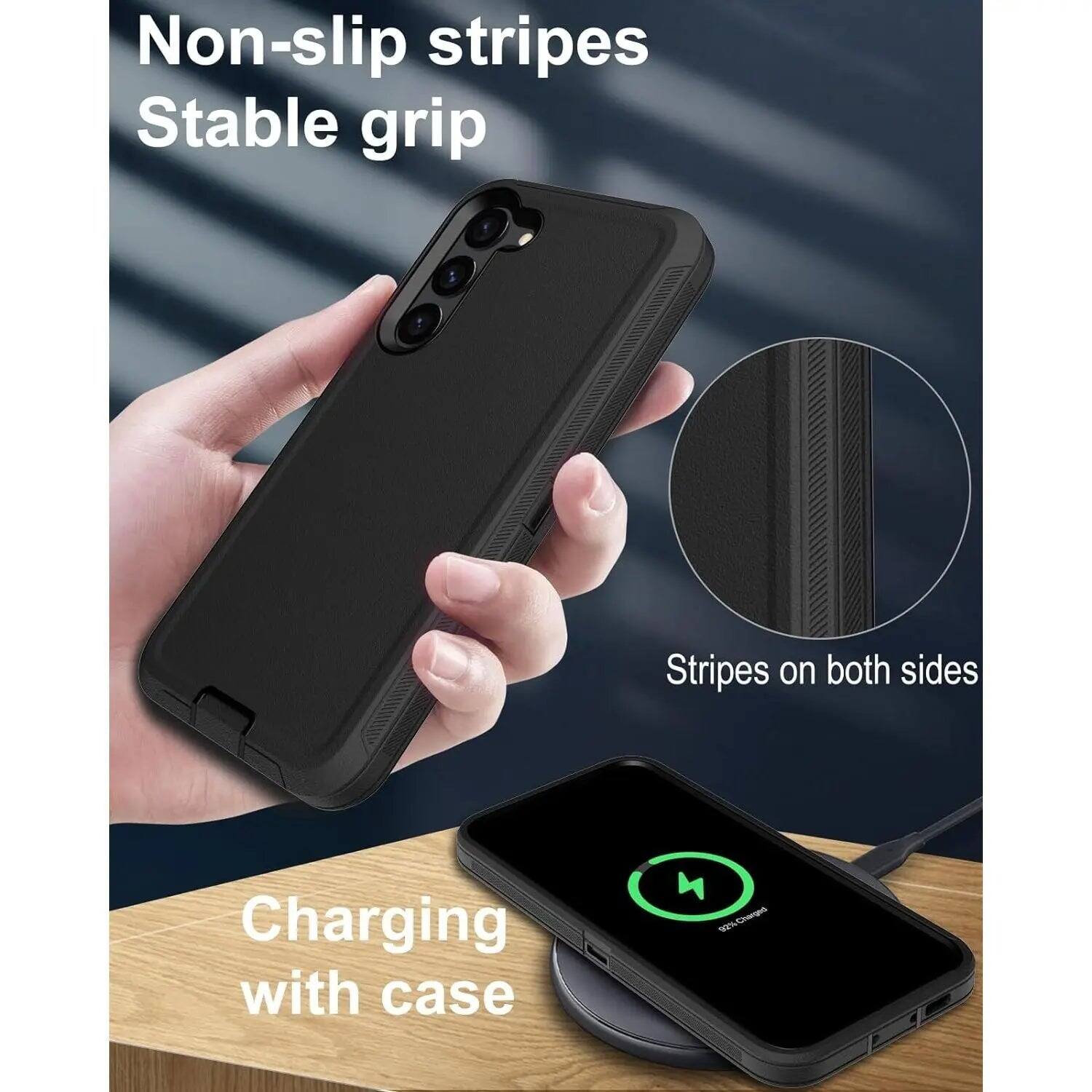 Non-slip stripes  
Stable grip  

Stripes on both sides  

Charging with case  

4 92% Charged 92%