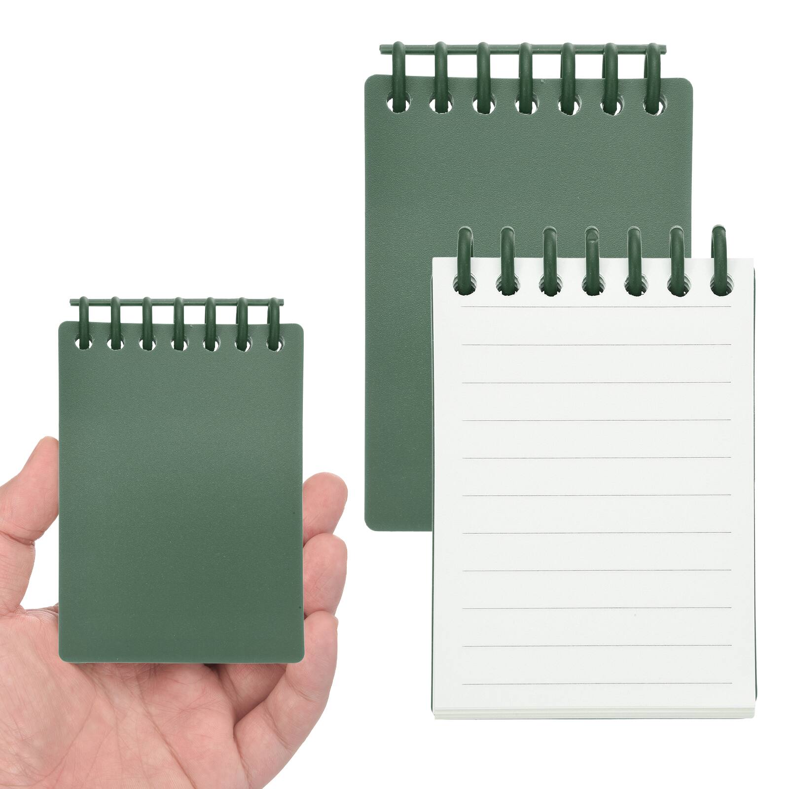 Unique Bargains - 2pcs 3x5 Inch Aesthetic Pocket Notebooks, Plastic Ring Spiral Lined Portable Flip Notes 80 Sheets/160 Pages Office - Green price history on PriceWatchPro