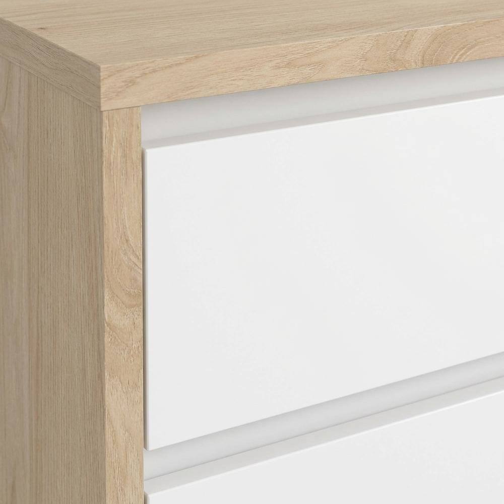 Back. FurniFact - Timeless 17-Inch Tall Nightstand with 2 Drawers in Classic Finish - Brown.