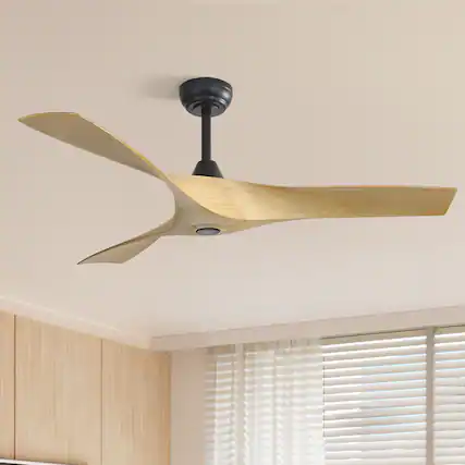 Front. Sofucor - 52'' Low Profile Flush Mount Modern Ceiling Fan with Remote and Reversible for Bedroom Living Room Patio Indoor Outdoor - Black-Light Brown.