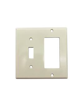 Leviton - 80405-I 2-Gang Combo Wallplate (1 Toggle, 1 Decora/GFCI) - White