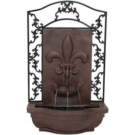 Sunnydaze - French Lily Polystone Outdoor Wall Fountain - Iron