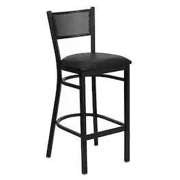 Flash Furniture - HERCULES Series Grid Back Metal Restaurant Barstool - Vinyl Seat - Black
