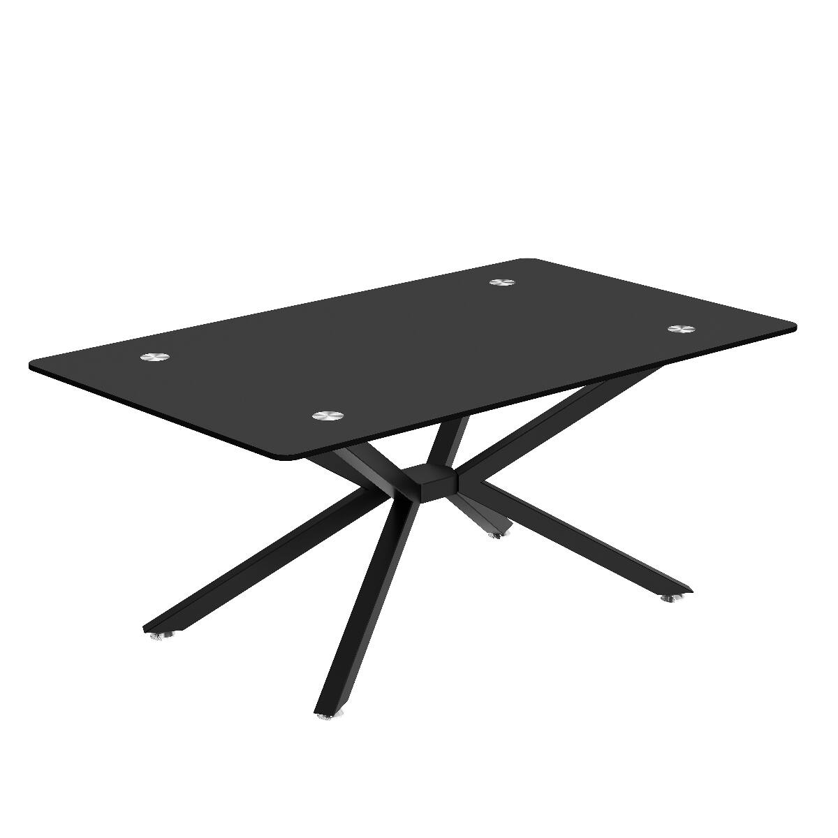 Alt View 3. Loheer - Loheer Rectangular Black Glass Coffee Table with Black Metal Legs, 39 Inch Living Room Table - Black.