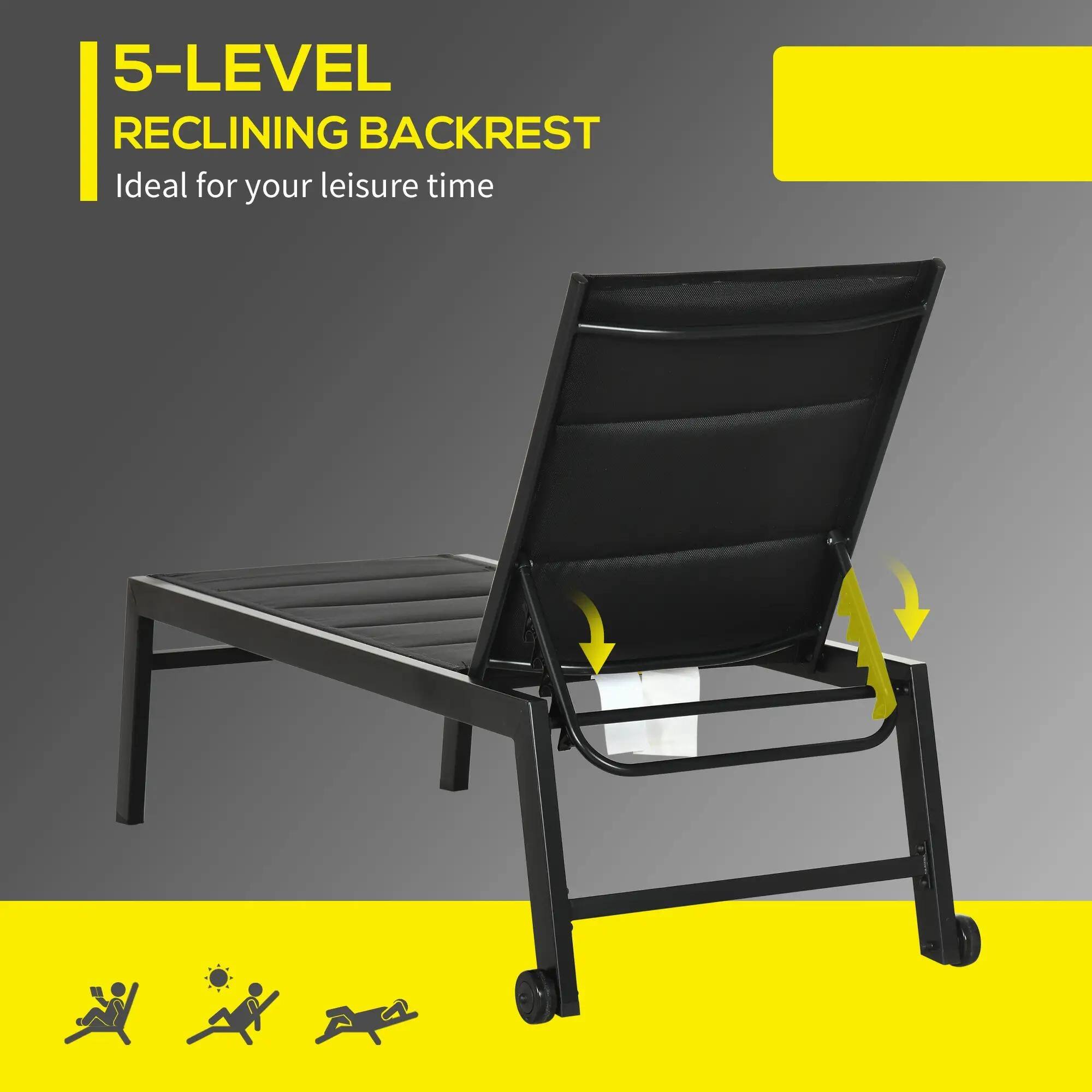 5-LEVEL RECLINING BACKREST Ideal for your leisure time