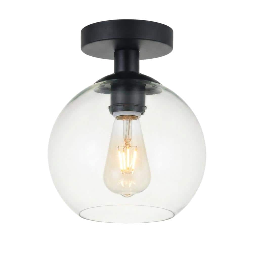 Living District - Baxter 1 Light Black Flush Mount With Clear Glass - Black And Clear
