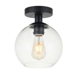 Living District - Baxter 1 Light Black Flush Mount With Clear Glass - Black And Clear