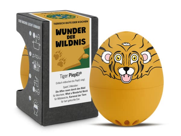 BrainStream - Egg Timer BeepEgg Tiger Print Boils Soft Medium Hard-Boiled - Orange