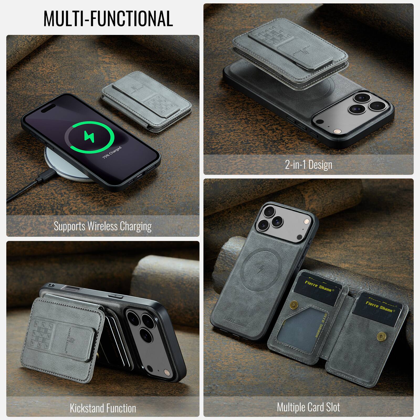 MULTI-FUNCTIONAL

- 2-in-1 Design
- Supports Wireless Charging
- Kickstand Function
- Multiple Card Slot