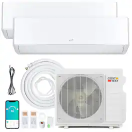 Costway - X-Pro 27000 BTU 2 Zone 9K + 9K Mini Split Air Conditioner, WiFi Enabled, 24 SEER2 - White