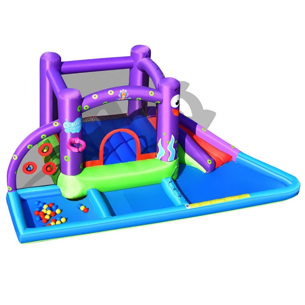 Angle. Pefilos - Inflatable Water Slide Castle without Blower, Bounce House for Kids and Toddler, Inflatable Bouncy Castle, Indoor - Multi-color.