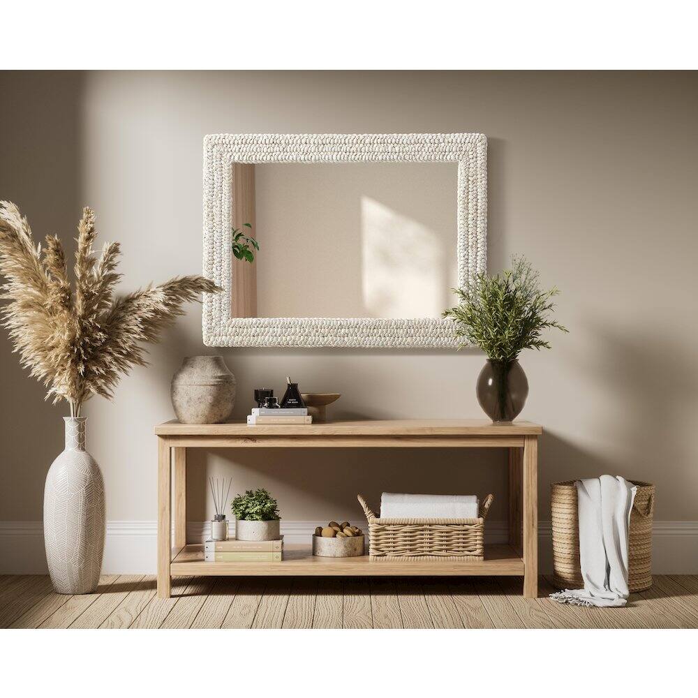 Alt View 3. Elegant Decor - Rectangle Cornhusk Mirror 27x36 in Linen White - Linen White.