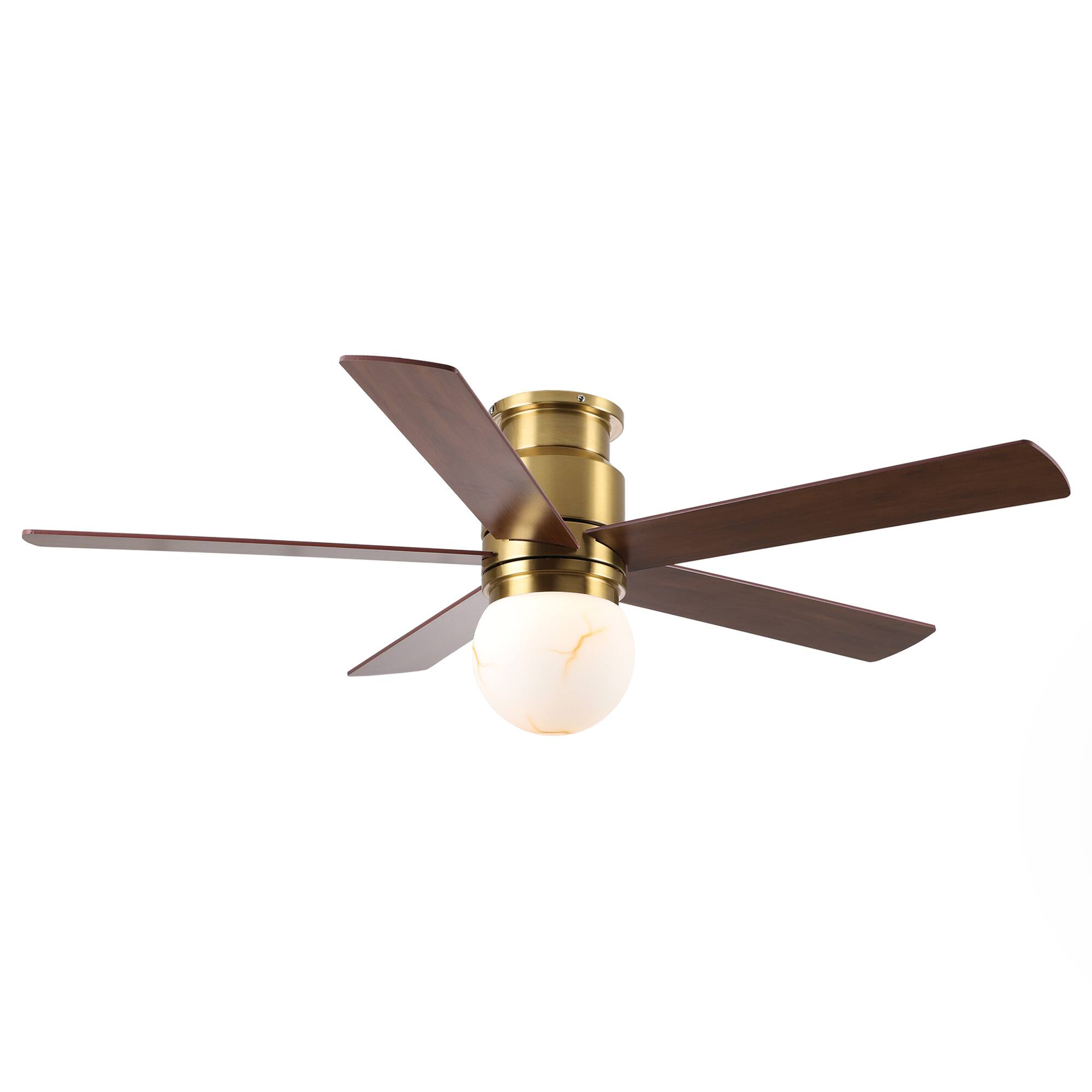 Alt View 1. Parrot Uncle - 52"  Low Profile Ceiling Fan with 3CCT Dimmable LED Light and Remote - Gold.