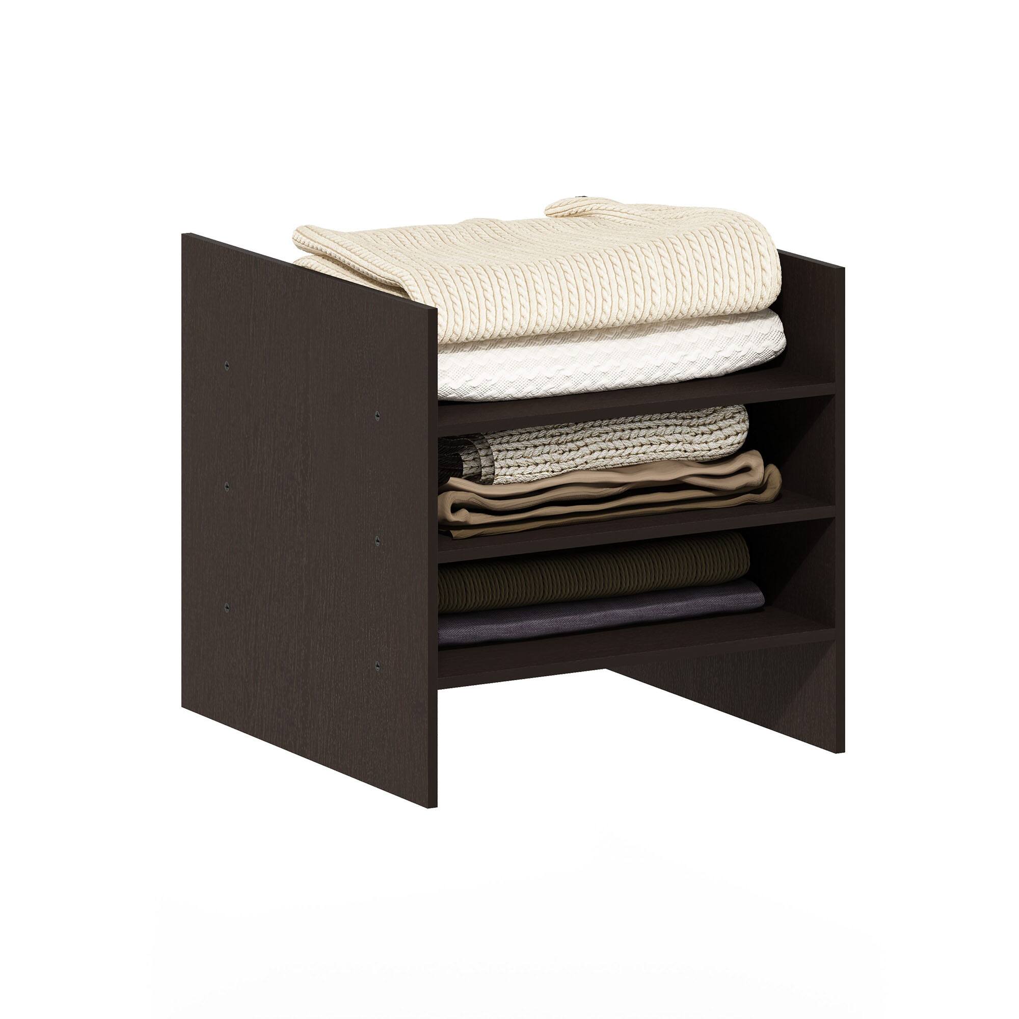 Alt View 3. Furinno - Cubicle 3-Shelf File Organizer Cube Insert - Dark Oak.
