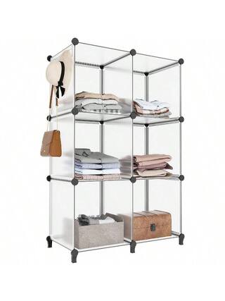 Front. Live At Space - 6 - Cube Storage Organizer, Closet Organizer Cabinet Shelf Bookcase Bookshelf, Cubes Cabinet, Closet, Bedroom, Bathroom - Transparent + 38x38x12''.