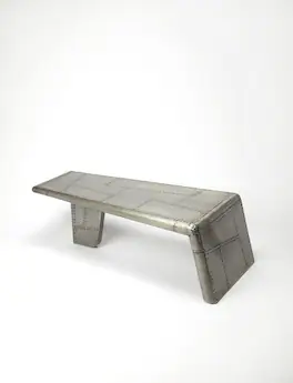 Butler Specialty - Midway 52 in. W Triangular Metal and Wood Aviator Themed Coffee Table - Silver