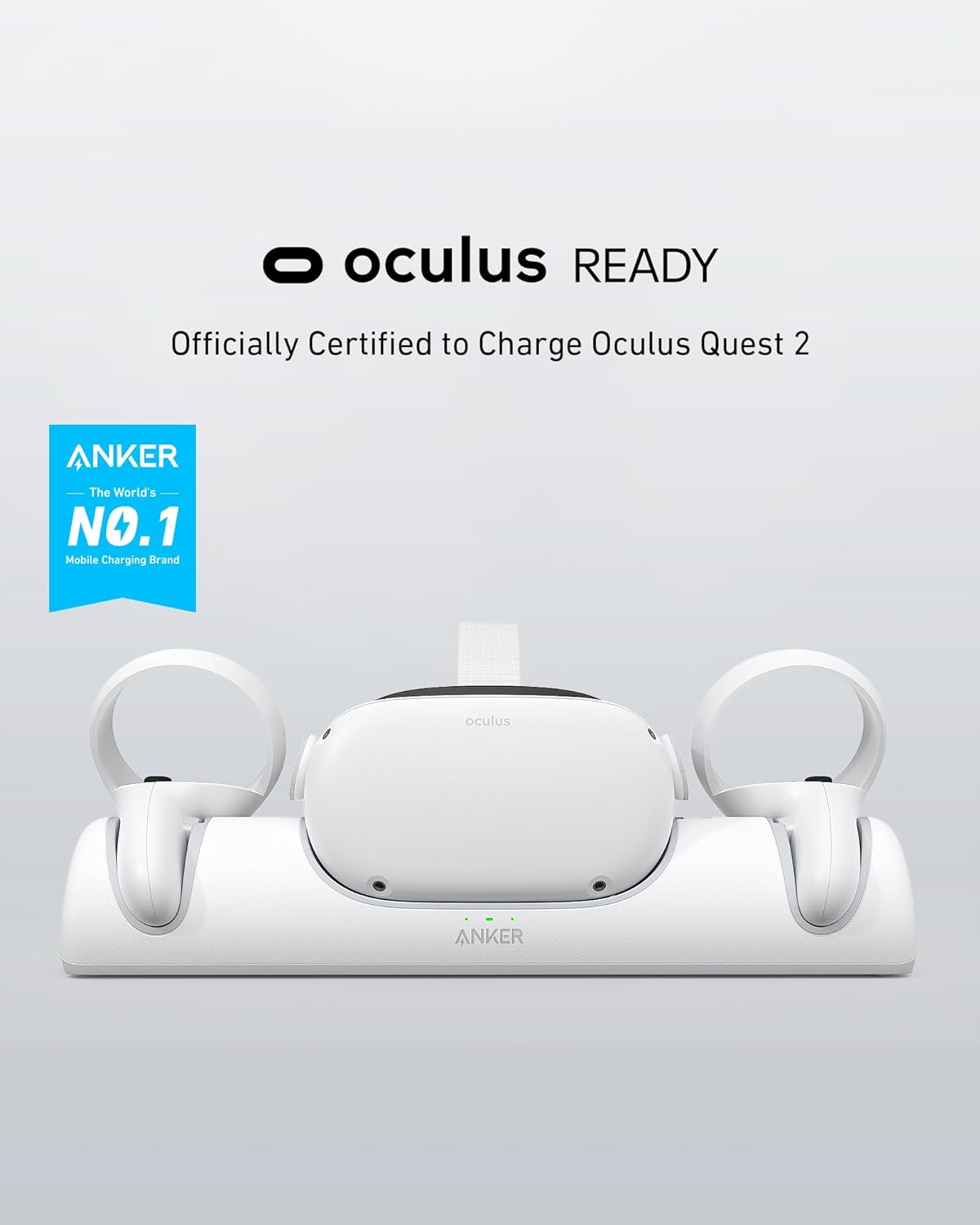 Oculus READY  
Officially Certified to Charge Oculus Quest 2  

ANKER  
The World's NO.1 Mobile Charging Brand