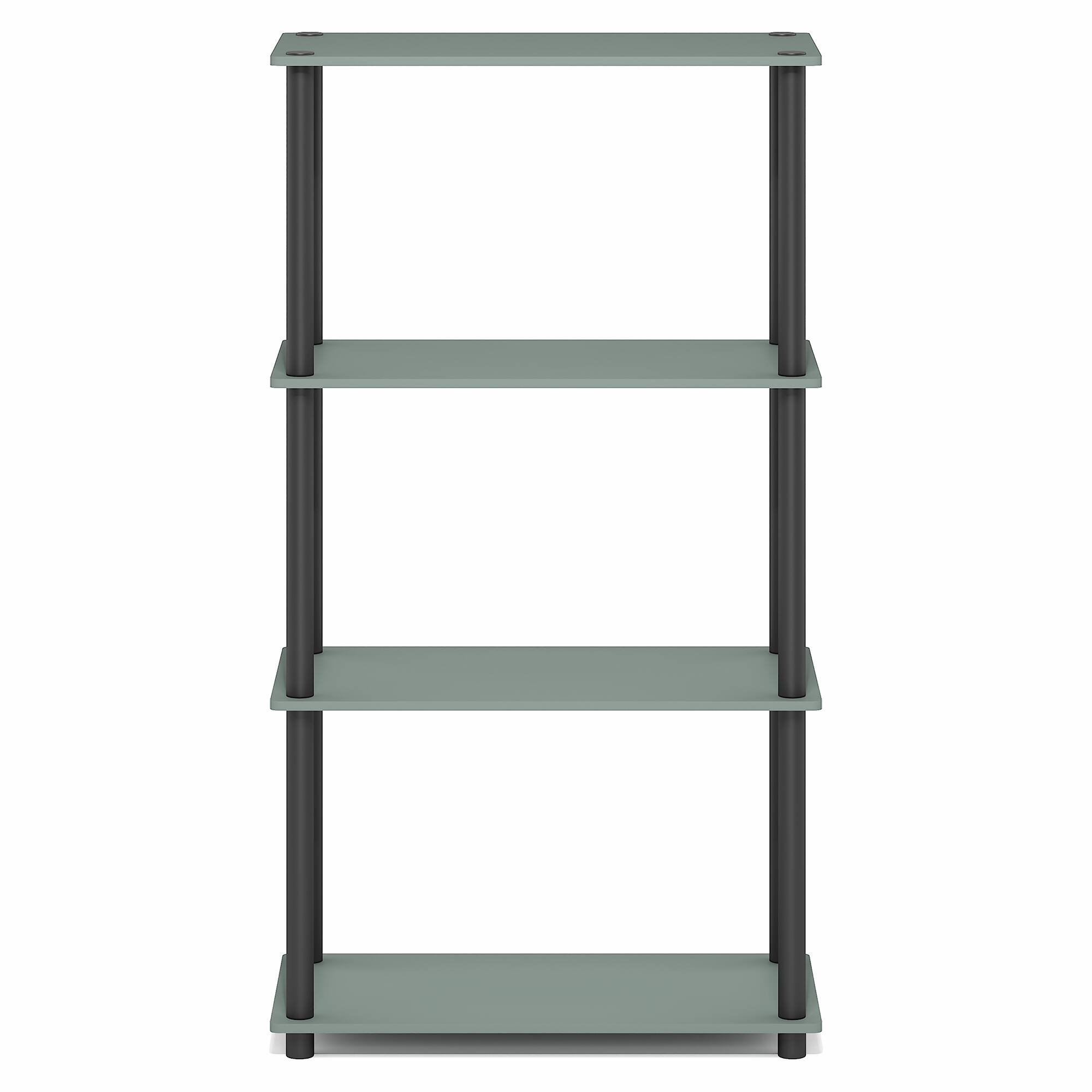 Alt View 5. Furinno - TURN-N-TUBE Storage Shelves, 4-Tier Toolless Book Shelf, Corner Shelf, Toolless Open Shelves - Sage Green/Black.