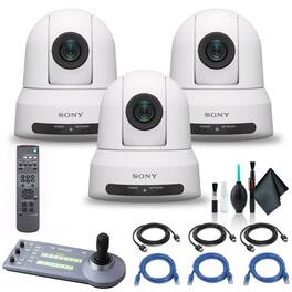 3x Sony SRG-X400 PTZ Camera + RM-IP10 IP Remote Controller + Cables - White