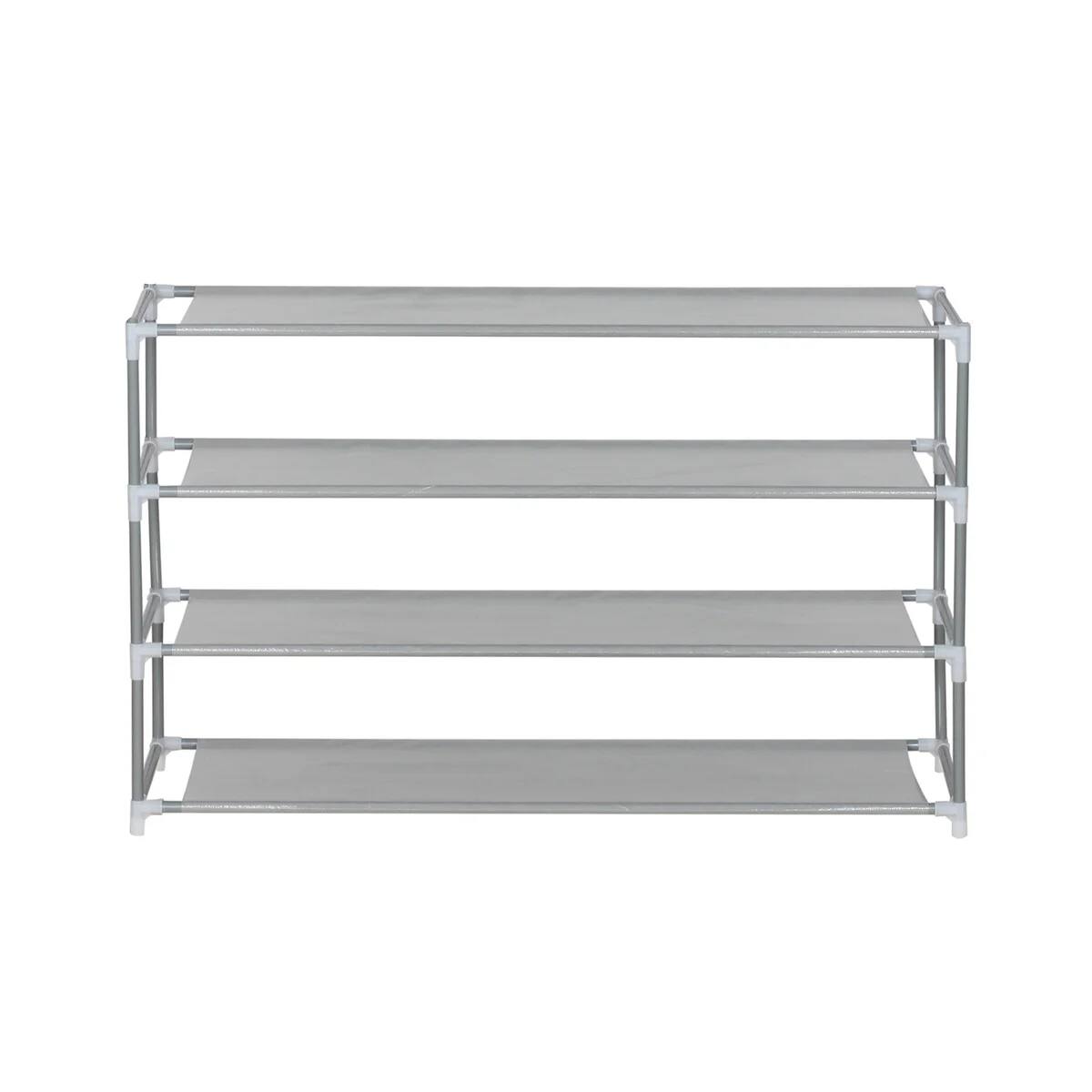 Angle. J&V TEXTILES - Modern 4 Tier Space Saving Shoe Rack - Gray.