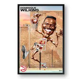 Sporticulture - Dominique Wilkins Atlanta Hawks Framed 14" x 20" Player Caricature Art - Multicolor