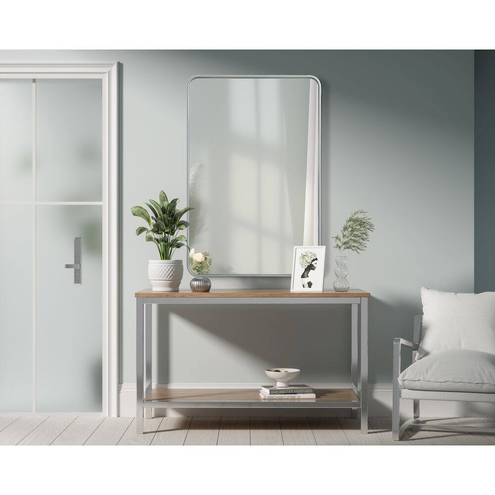 Alt View 7. Elegant Decor - Contour Metal Rectangle Mirror 28x42 in Silver - Silver.
