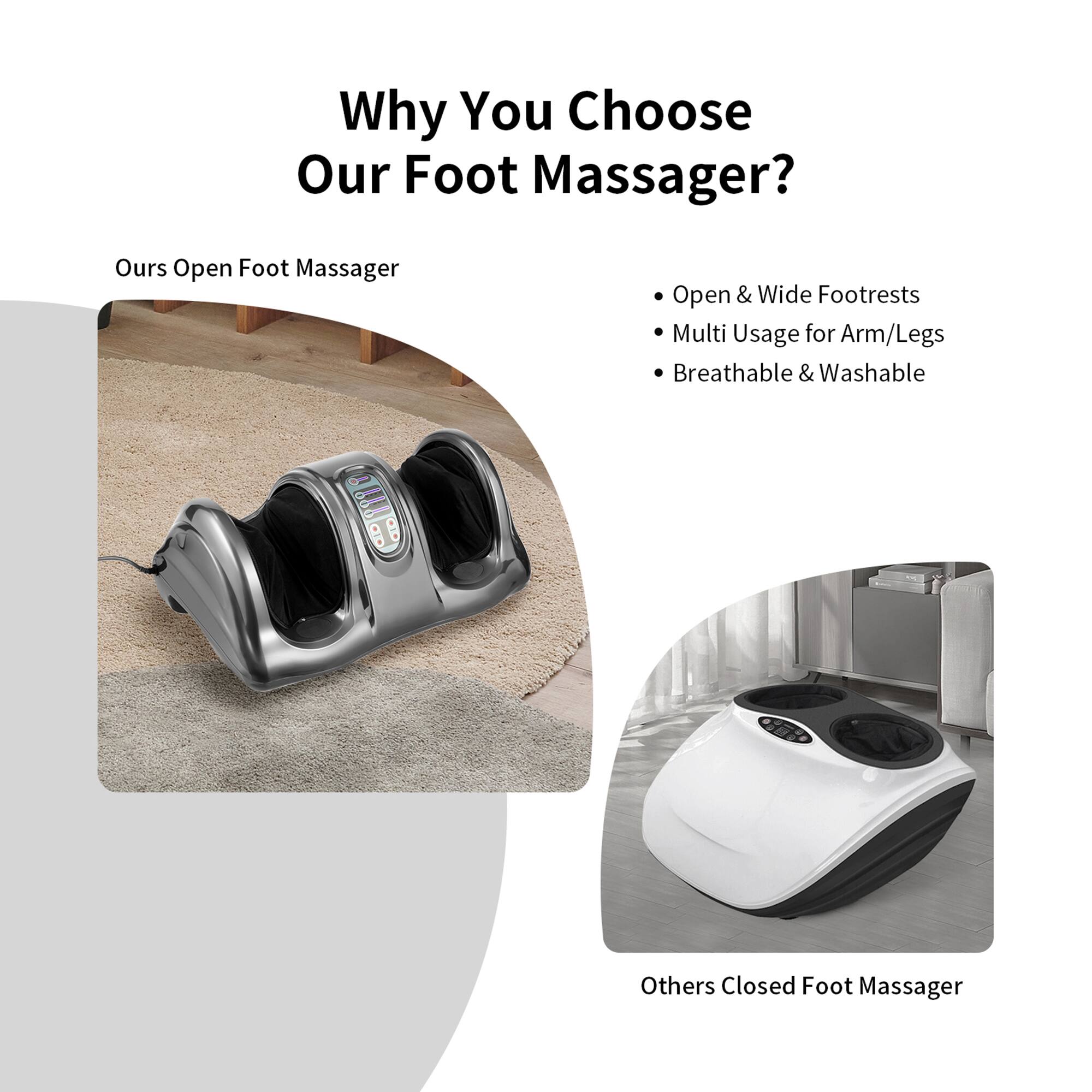 Why You Choose Our Foot Massager?

Ours Open Foot Massager
- Open & Wide Footrests
- Multi Usage for Arm/Legs
- Breathable & Washable

Others Closed Foot Massager