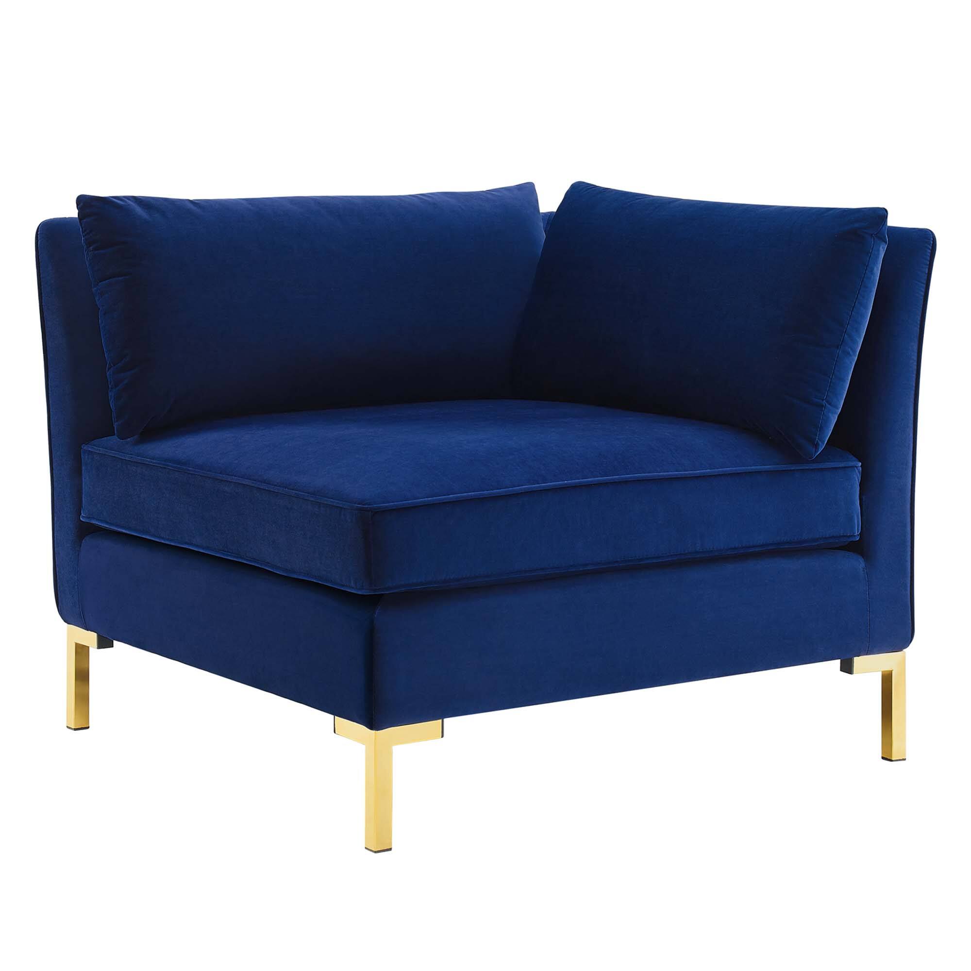 Angle. Modway - Ardent Performance Velvet Sectional Sofa Corner Chair by Modway - Navy.