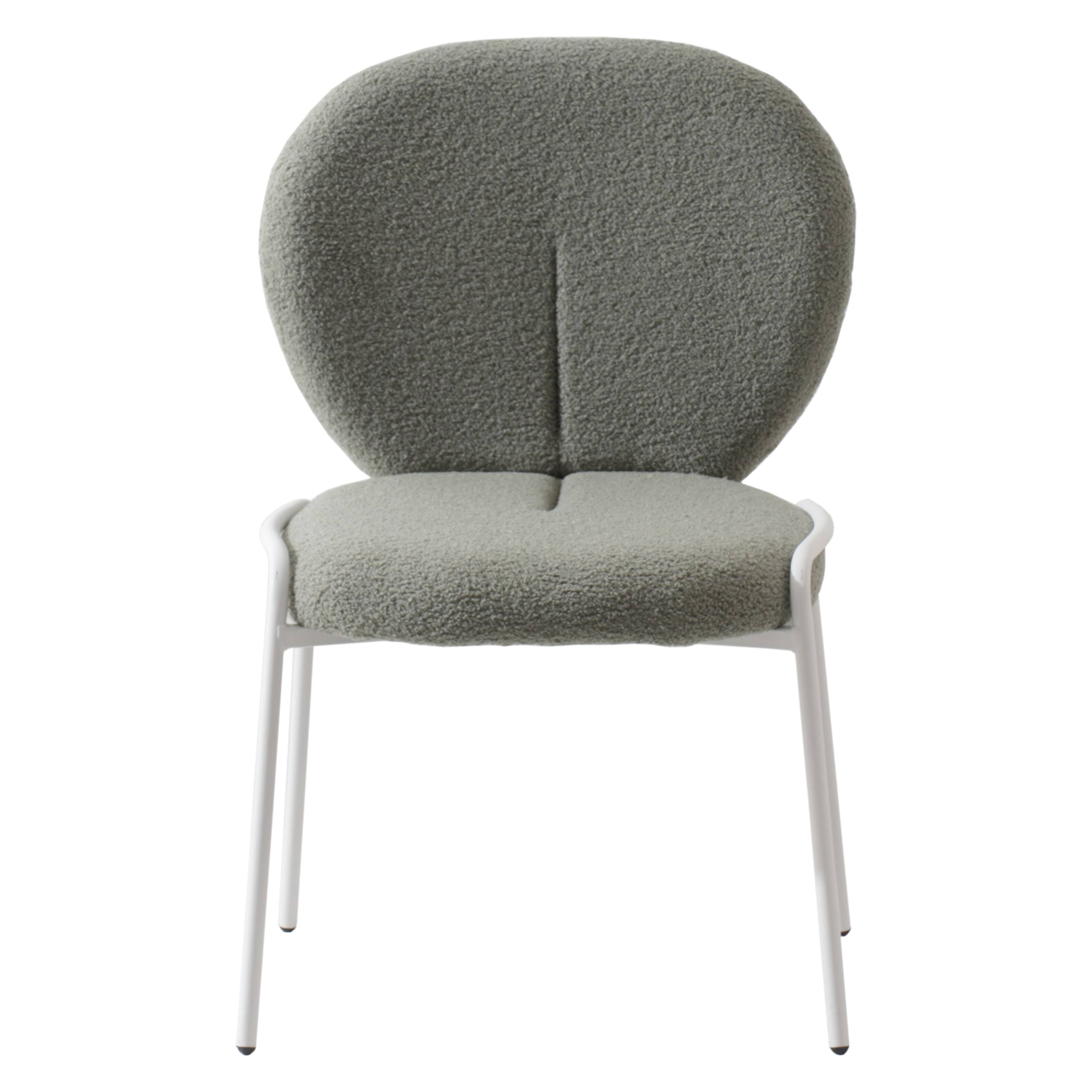 Back. LeisureMod - Celestial 2-PCS Modern Boucle Dining Chair, Padded Sponge Cushion Kitchen Side Chair with Scratch-Resistant Floor Glides - Green.