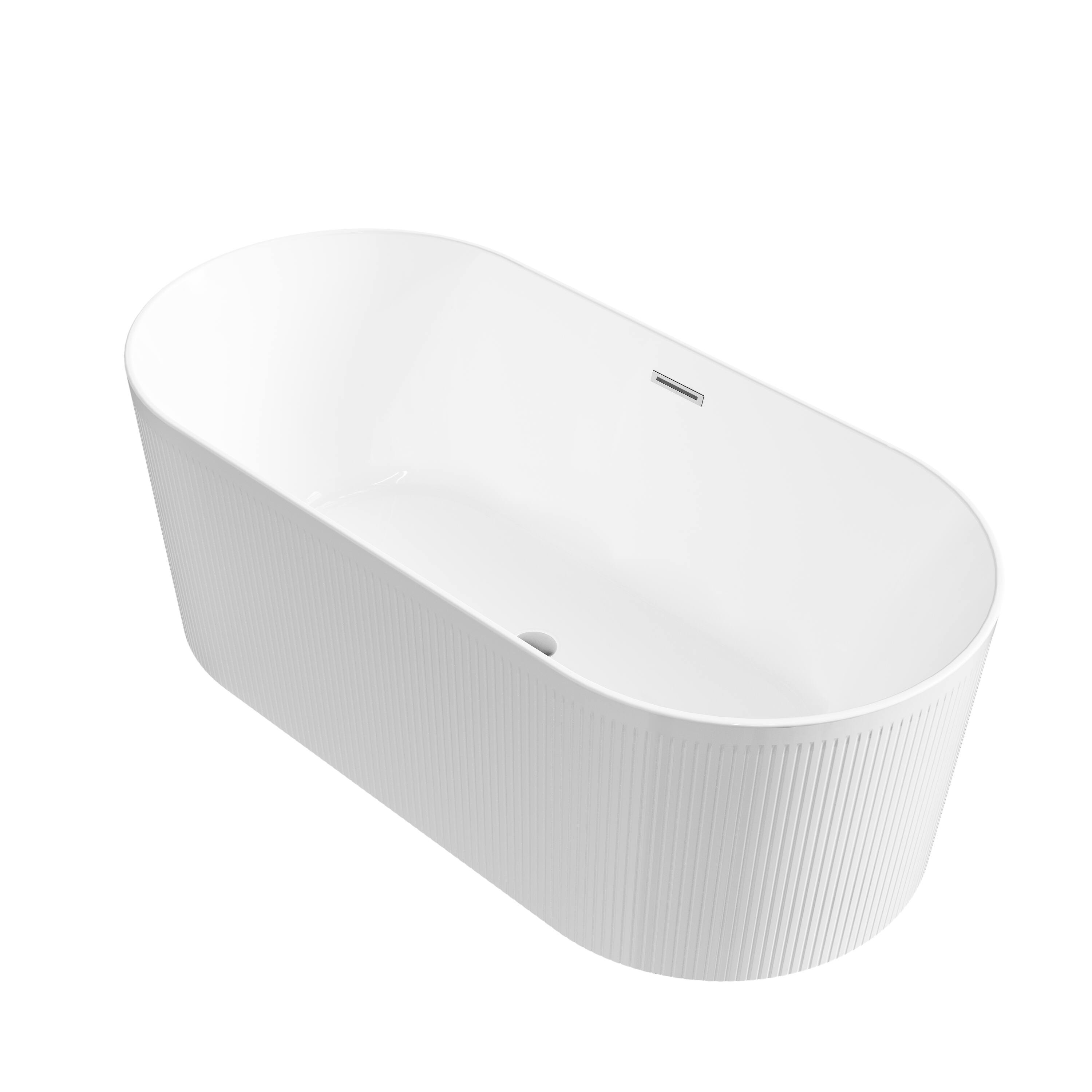 Alt View 9. WELLFOR - Elego 67 in. x 31.5 in. Acrylic Oval Freestanding Soaking Bathtub with Center Drain and Overflow - White.