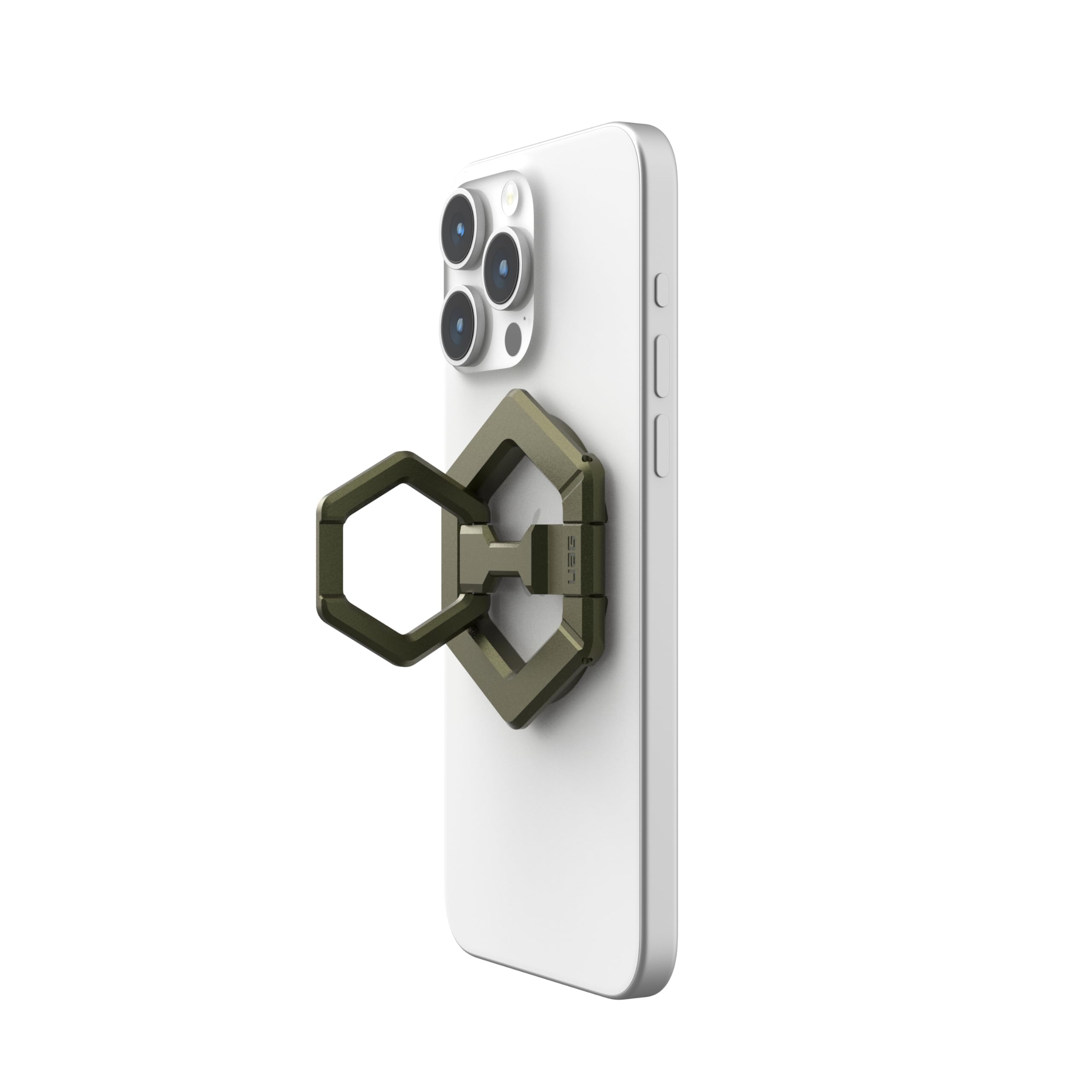 Alt View 4. UAG - Magnetic Phone Ring Stand, Universal MagSafe Phone Grip & Stand, Ultra-Strong Magnetic Hold, Premium Zinc, Sturdy - Olive Drab.