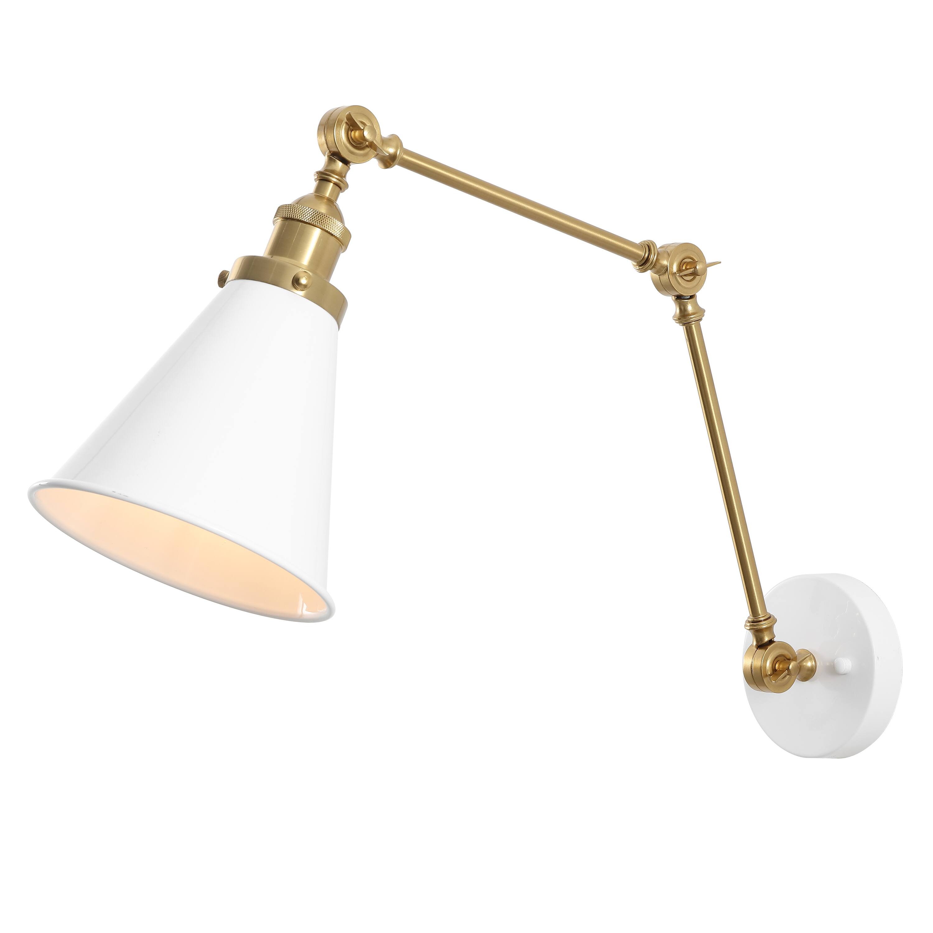 "Jonathan Y - Rover 7"" Classic Industrial Metal Adjustable Arm LED Wall Sconce - White/Brass Gold" price history on PriceWatchPro