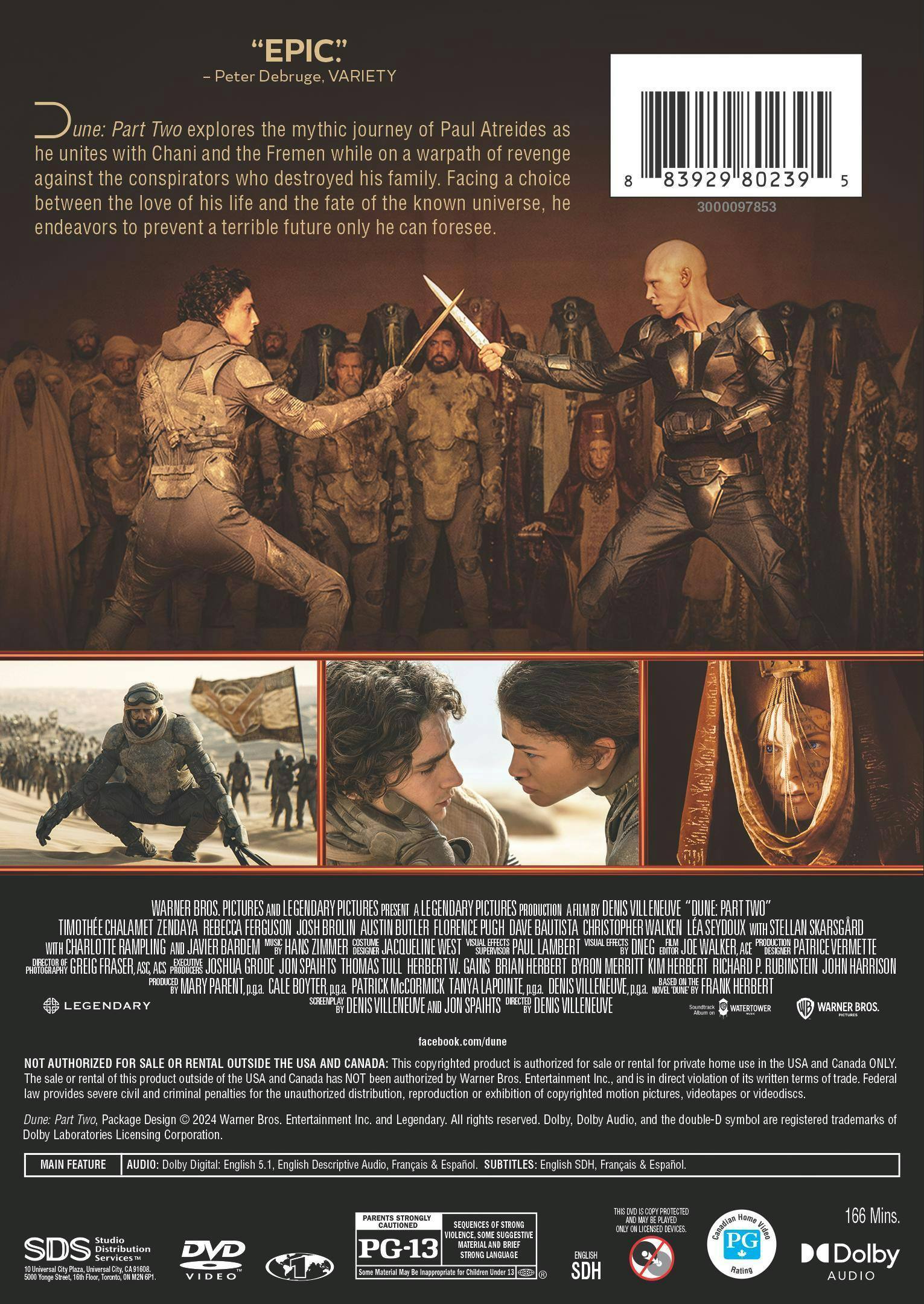 Back. Dune: Part Two [DVD].