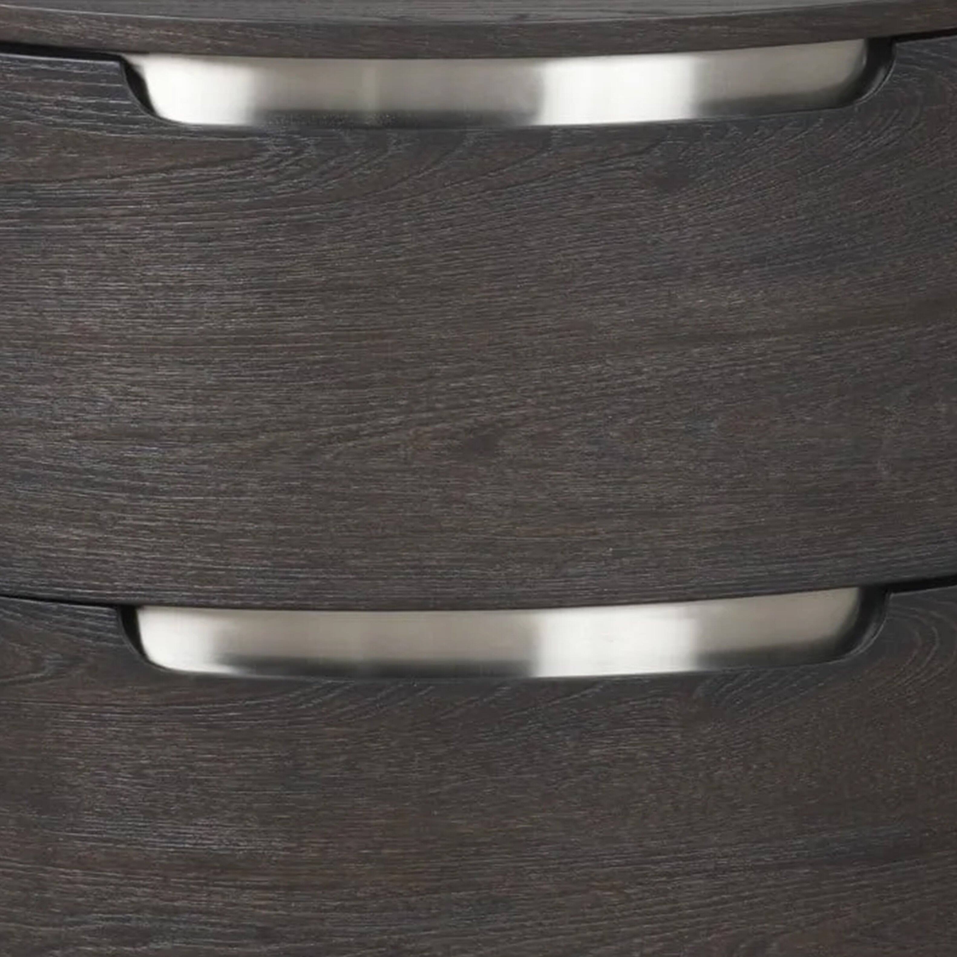 Alt View 2. Manhattan Lane - Osko Nightstand, 2 Storage Drawers, Nickel Trim - Black, Nickel.