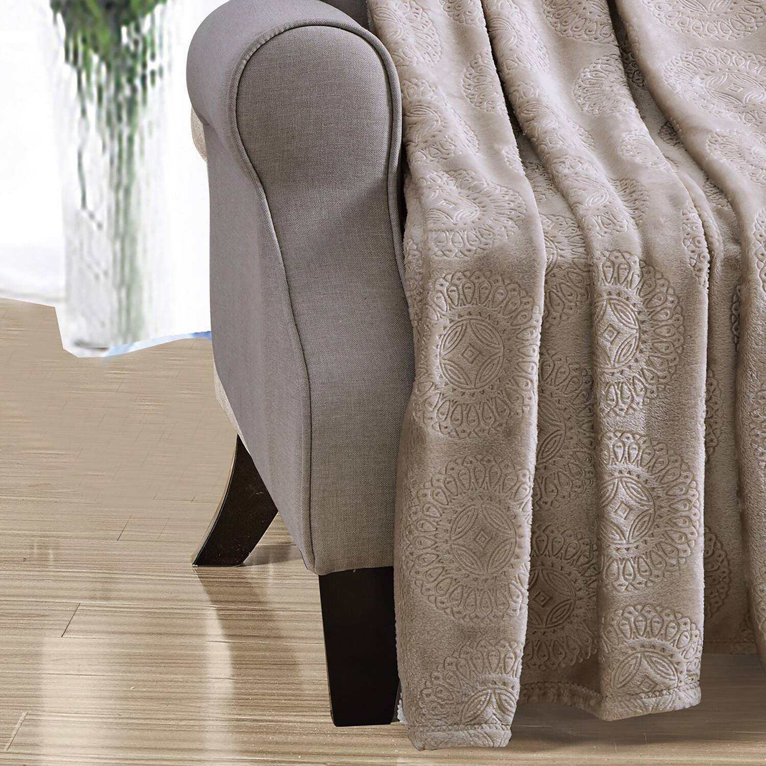 Alt View 3. Noble House - Plazatex Caesar Embossed Decorative Super Soft Throw Blanket for Sleep/Decor 2 Pack 50" x 60" Taupe - Taupe.