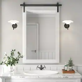 PAIHOME - Rectangular Wall Mirror Waterproof Wood Frame Bathroom Mirror Modern Farmhouse Style Bedroom Living Room Decor - White - 24"x36"
