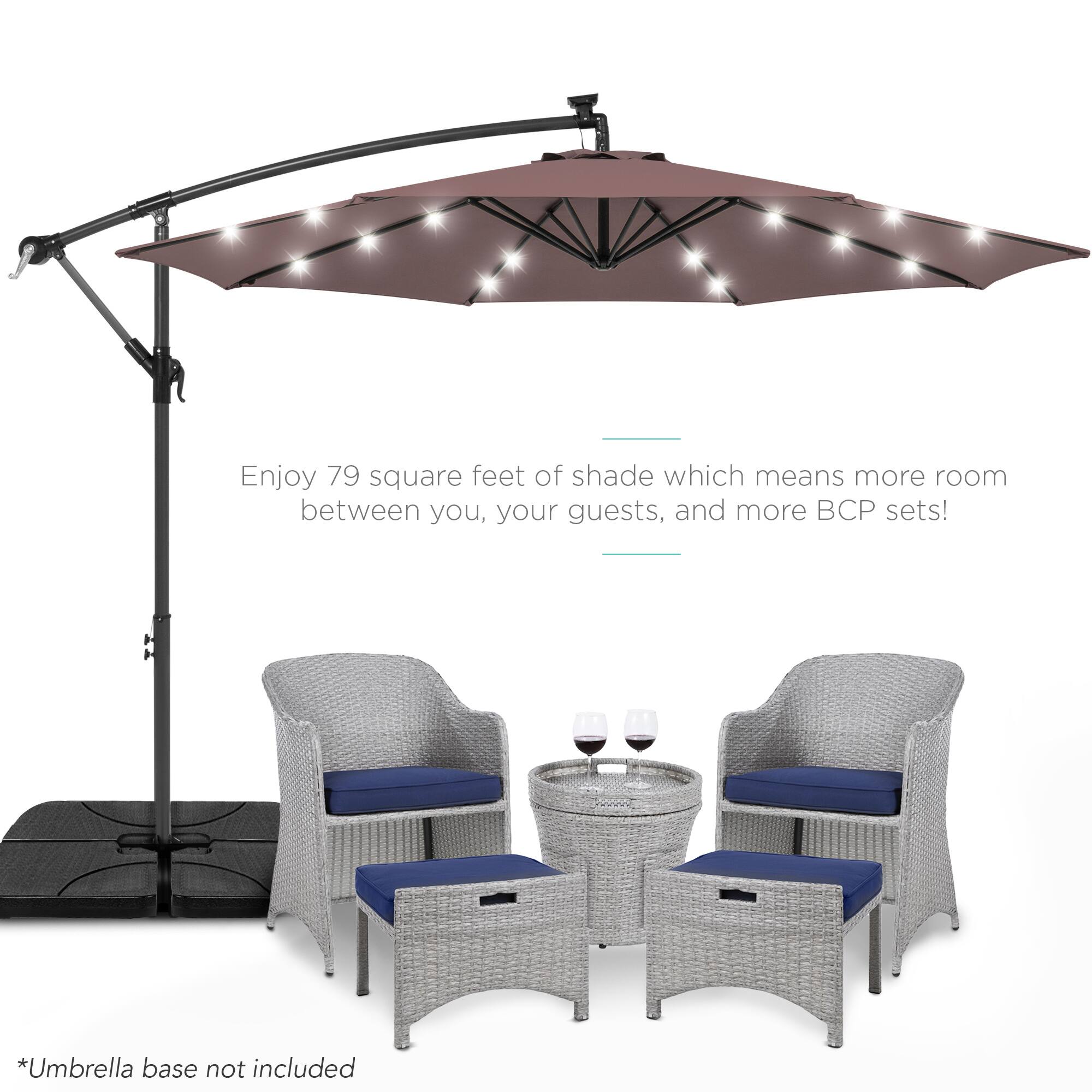 Enjoy 79 square feet of shade which means more room between you, your guests, and more BCP sets!

*Umbrella base not included