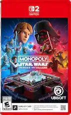D 2 NINTENDO SWITCH
MONOPOLY STAR WARS HEROES I VS I VILLAINS
EVERYONE 10+
ENFANTS et ADULTES 10+
ESRB 10+
UBISOFT
4 GB Full game download via internet required. See back.
GAME-KEY CARD
CARTE CLÉ DE JEU
Téléchargement du jeu complet (4 Go) via Internet nécessaire. Voir au verso.
support.nintendo.com/switch2/gamekeycard