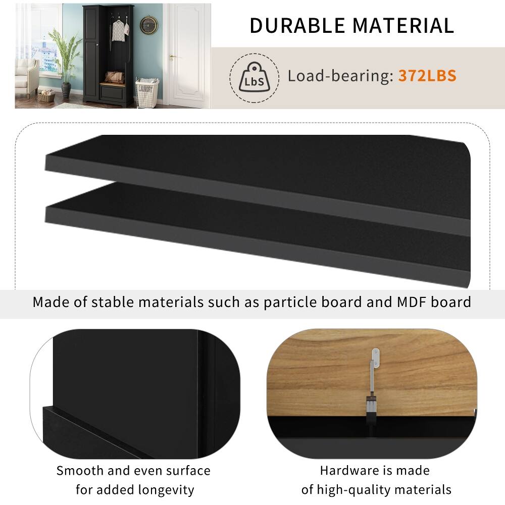 DURABLE MATERIAL

Load-bearing: 372LBS

Made of stable materials such as particle board and MDF board

Smooth and even surface for added longevity

Hardware is made of high-quality materials