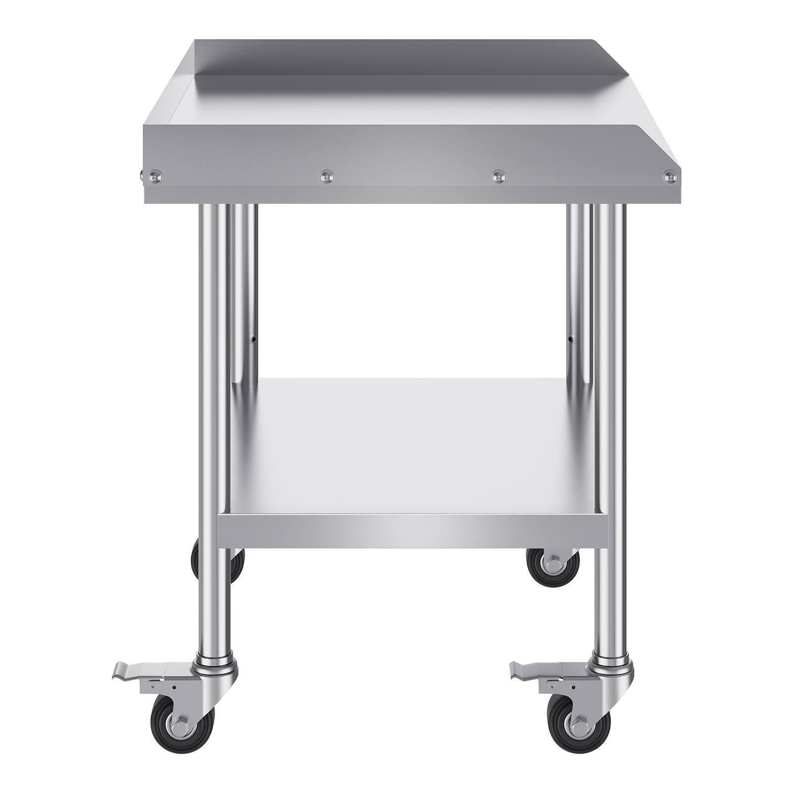 Alt View 5. VEVOR - Stainless Steel Work Table, 24 x 28 x 30 Inch Commercial Food Prep Worktable with 4 Wheels - Sliver.
