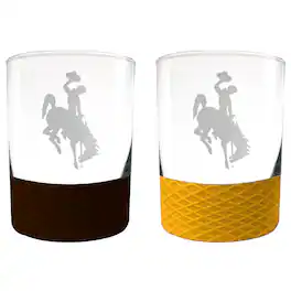 Great American Products - Wyoming Cowboys 14oz. Commissioner Rocks Glass Two-Piece Set - Multicolor