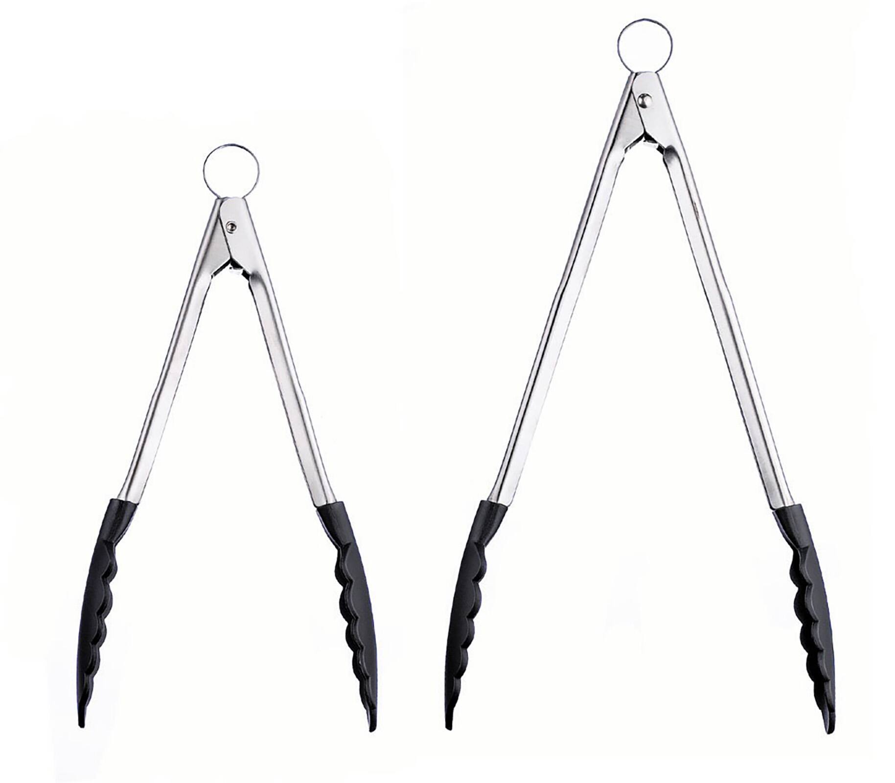 Alt View 2. Cuisipro - 9.5 Inch Silicone Locking Tongs, Black - Black.