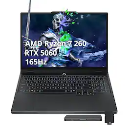 Lenovo - Legion 5 15.3" WUXGA Gaming Laptop,Ryzen 7 260,GeForce RTX 5060,16GB DDR5,1TB SSD+1TB Dock Set,Win 11 - Black