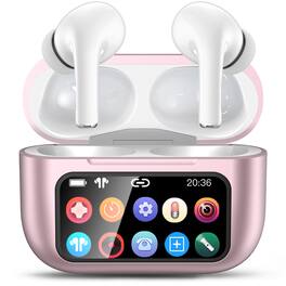 VEAT00L - A9 ANC+ENC Earbuds with Smart Touch Screen,Bluetooth 5.4, HiFi Stereo Multiple EQ settings - 粉色