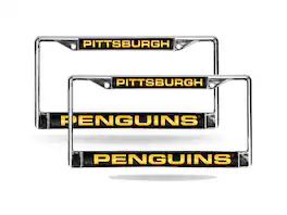 Rico Industries - Pittsburgh Penguins NHL Chrome Metal Laser License Plate Frame - Set of 2 Frames - Multi