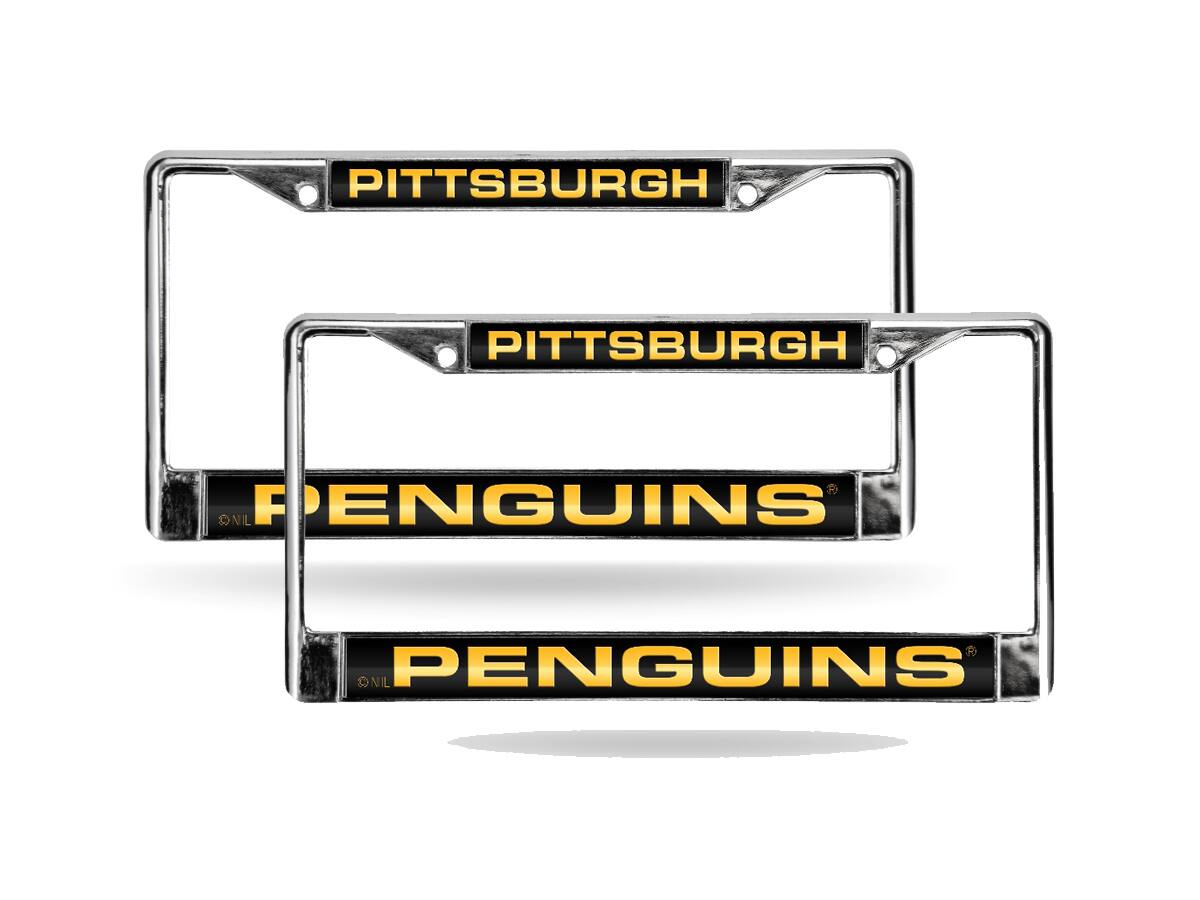 Pittsburgh Penguins Chrome Metal Laser License Plate Frame - Set of 2 Frames