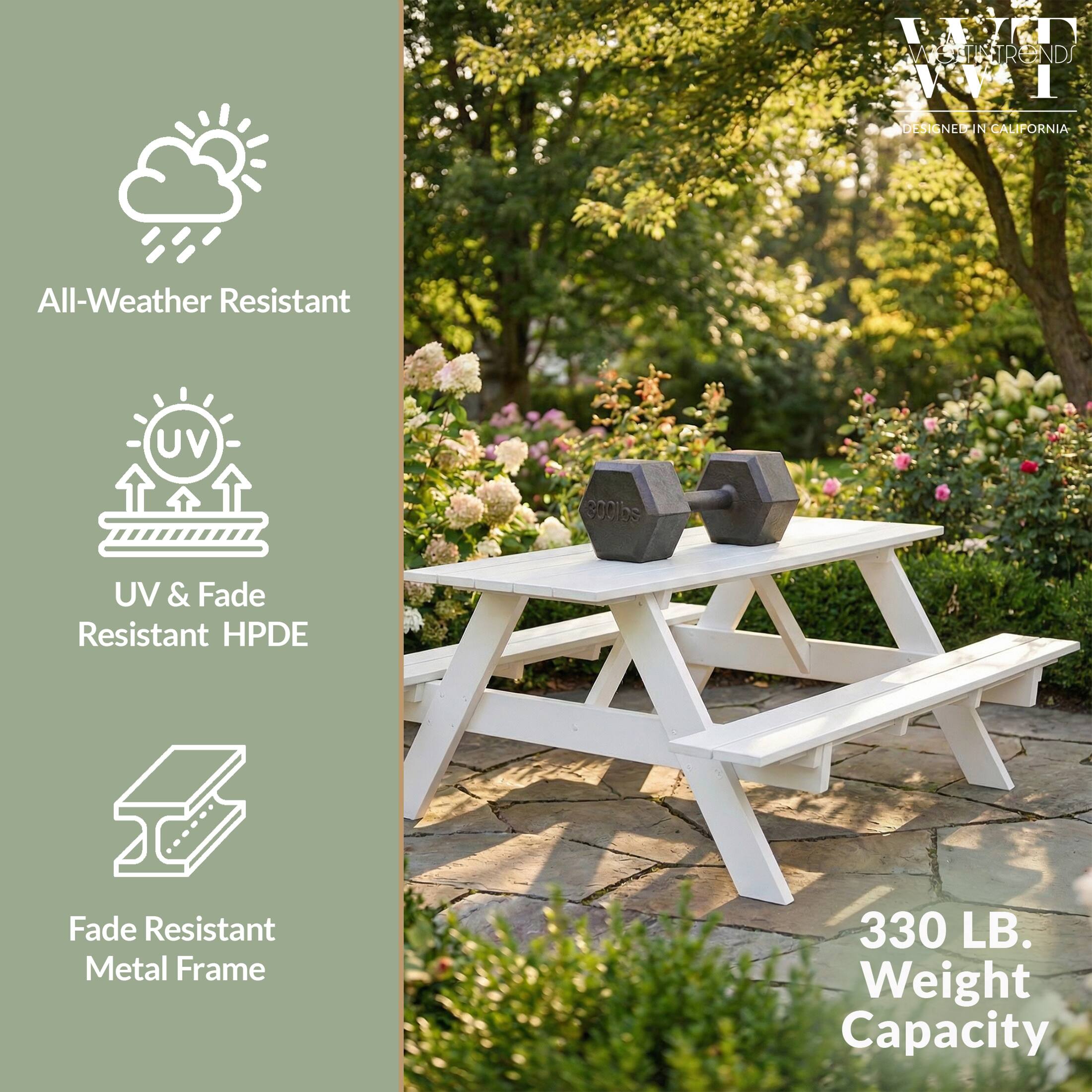 MA AELATROND NDJ K DESIGNELUN N CALIPORNIA All-Weather Resistant UV & Fade Resistant HPDE Fade Resistant Metal Frame 330 LB. Weight Capacity